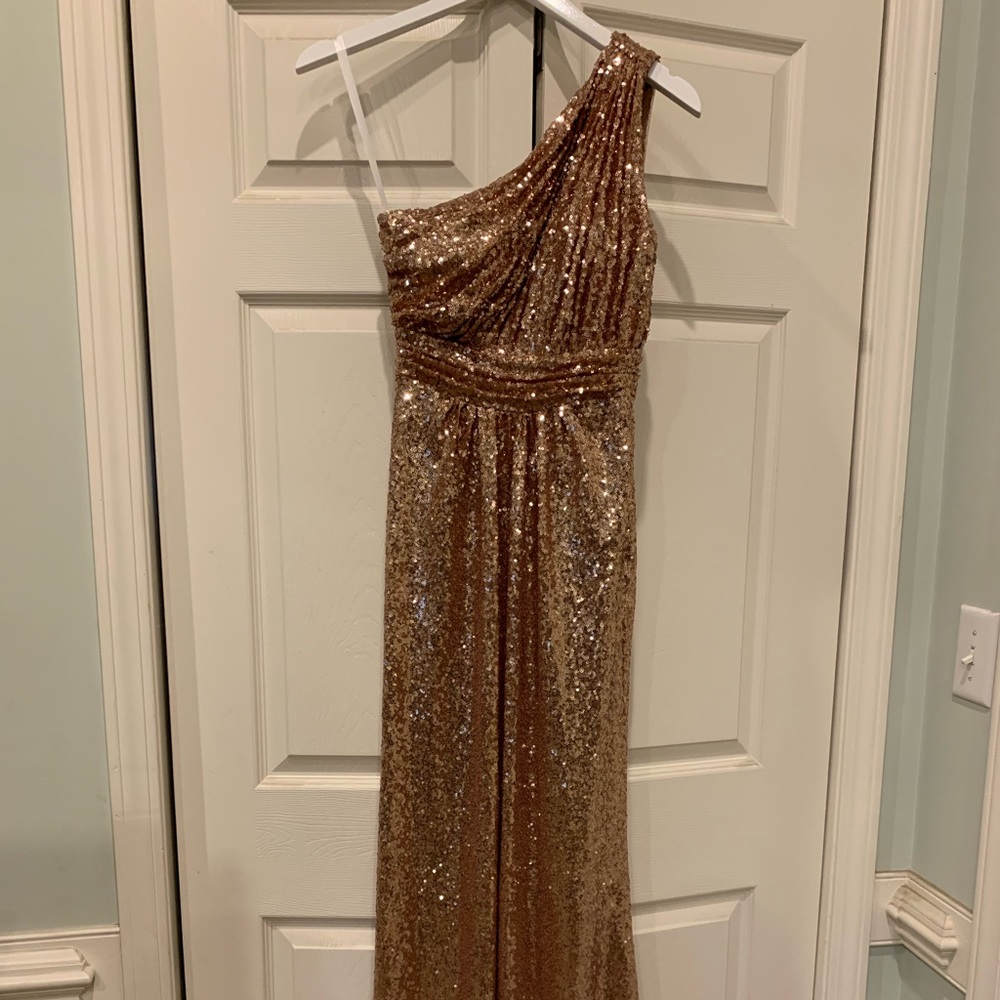 Rose gold sequin Revelry dress